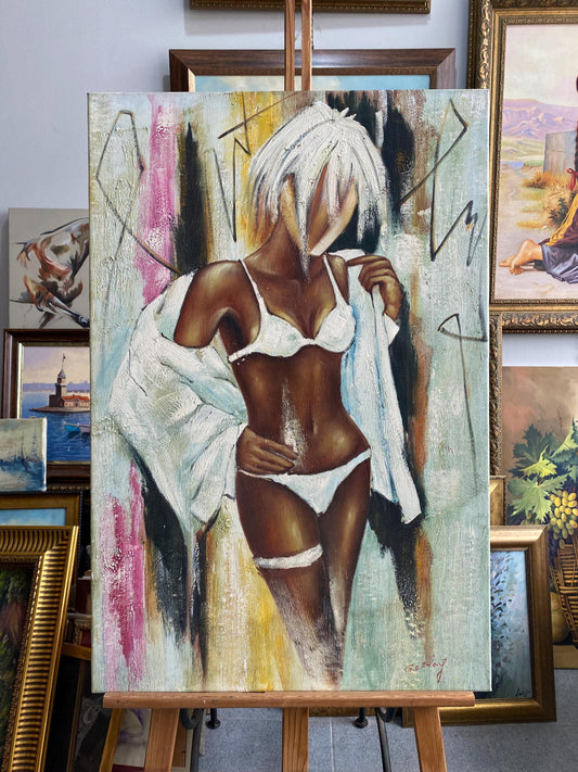 Abstract Female Figure Oil Painting, Handmade Nude Art, Modern Wall Decor | BoselliArt hand-painted oil painting