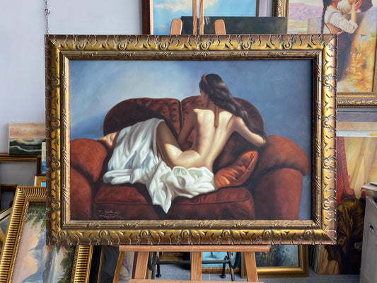 Elegant Nude Female Oil Painting on Canvas, Original Fine Art, (23x35) | artwork image 2
