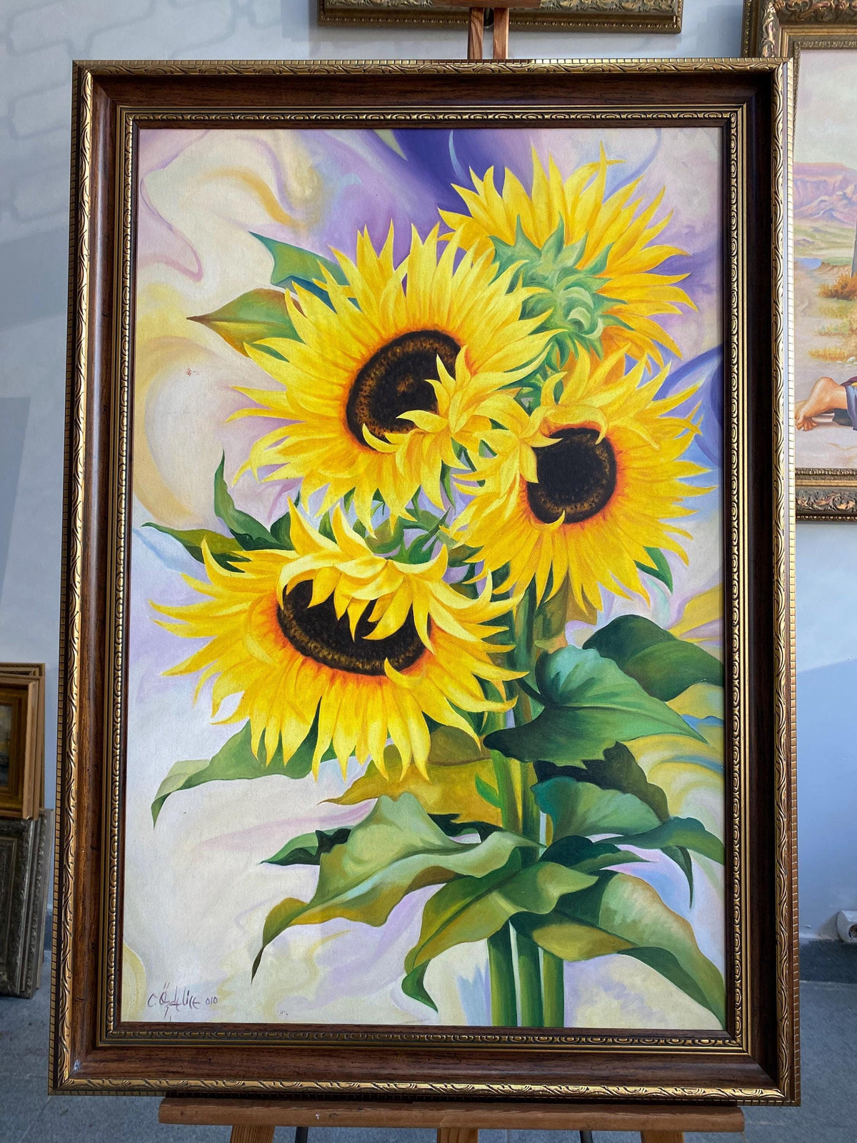 Handmade Sunflower Oil Painting, Botanical Wall Art (23x31" 60x80 cm) | BoselliArt hand-painted oil painting