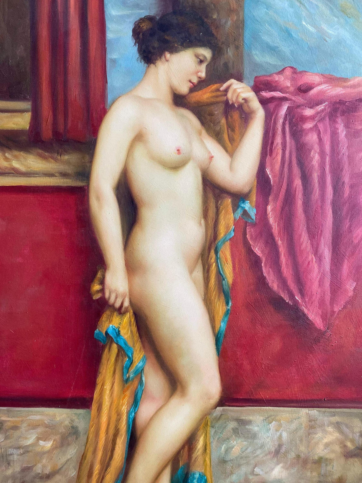 Elegant Nude Female Oil Painting, Classical Style Fine Art | BoselliArt hand-painted oil painting