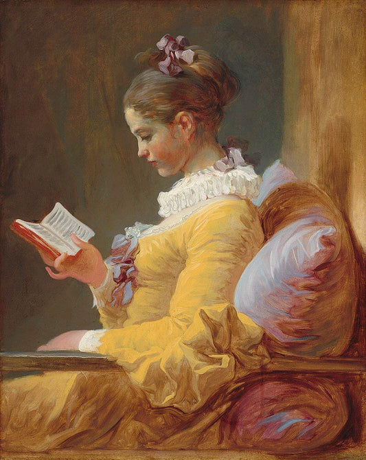 Jean-Honoré Fragonard Young Girl Reading, Rococo Oil Painting Reproduction, Framed Wall Art | BoselliArt hand-painted oil pai