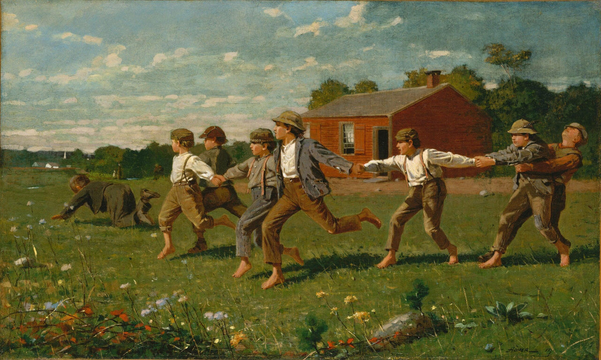 Winslow Homer "Snap the Whip" Oil Painting Reproduction, Framed Canvas Art | BoselliArt hand-painted oil painting