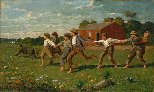 Winslow Homer "Snap the Whip" Oil Painting Reproduction, Framed Canvas Art | BoselliArt hand-painted oil painting
