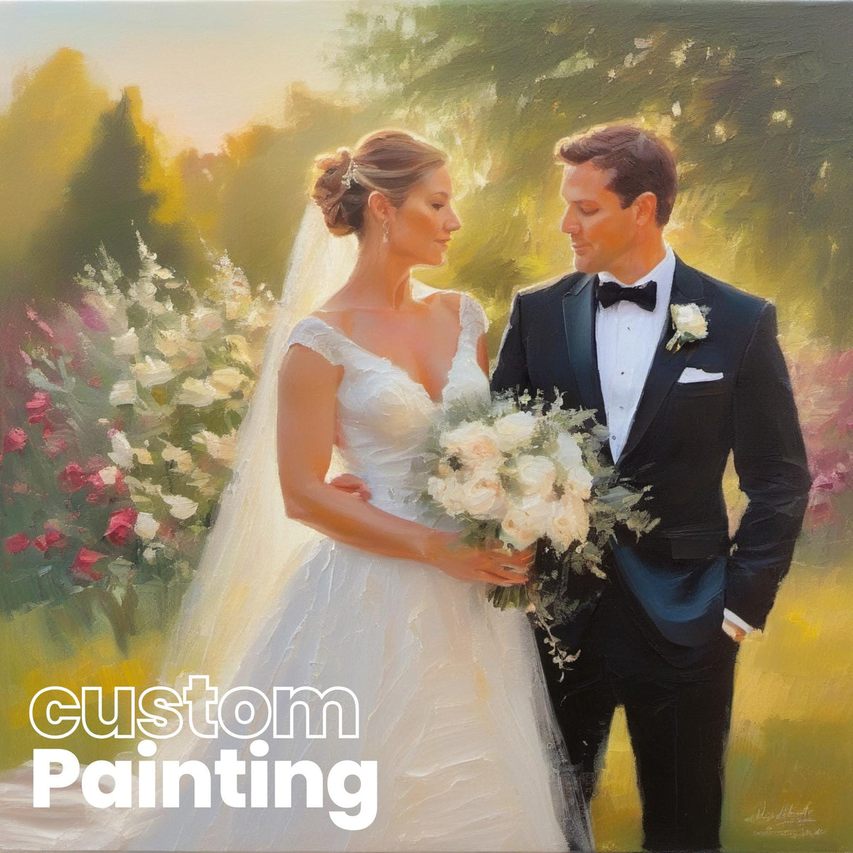 Custom Wedding Oil Painting Portrait, Anniversary Gift | BoselliArt hand-painted oil painting
