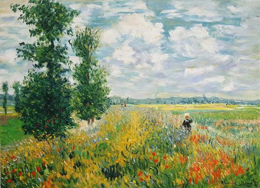Monet Poppy Field Oil Painting Reproduction, Impressionism Landscape Art | BoselliArt hand-painted oil painting