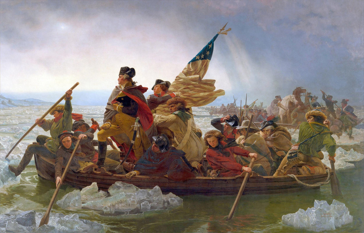 Washington Crossing the Delaware, Leutze Oil Painting Reproduction, Framed Canvas Wall Art | BoselliArt hand-painted oil pain