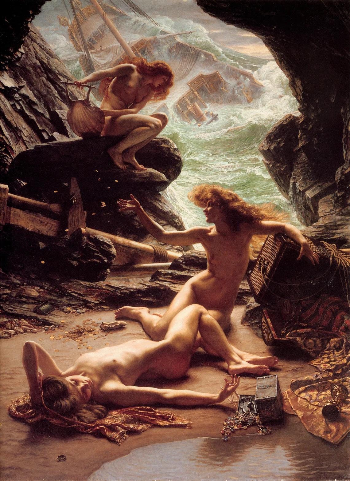 Edward Poynter "Cave of the Storm Nymphs" Oil Painting Reproduction, Framed Canvas Art | BoselliArt hand-painted oil painting
