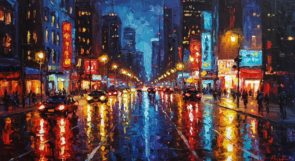 Custom Cityscape Oil Painting, Personalized Urban Landscape Art | BoselliArt hand-painted oil painting
