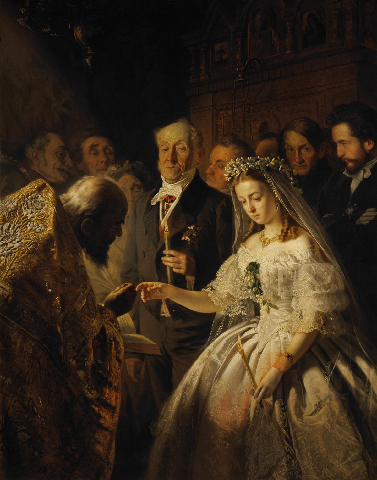 Vasili Pukirev's 'Unequal Marriage' Oil Painting Reproduction, 19th Century Art | BoselliArt hand-painted oil painting