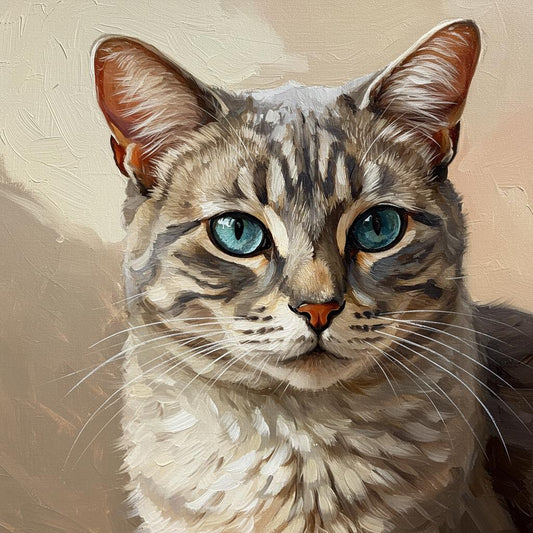 Custom Cat Portrait Painting, Hand-Painted Oil on Canvas, Pet Memorial Gift | BoselliArt hand-painted oil painting