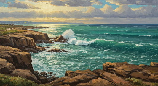 Custom Seascape Painting, Hand-Painted Coastal Oil Artwork on Canvas | BoselliArt hand-painted oil painting
