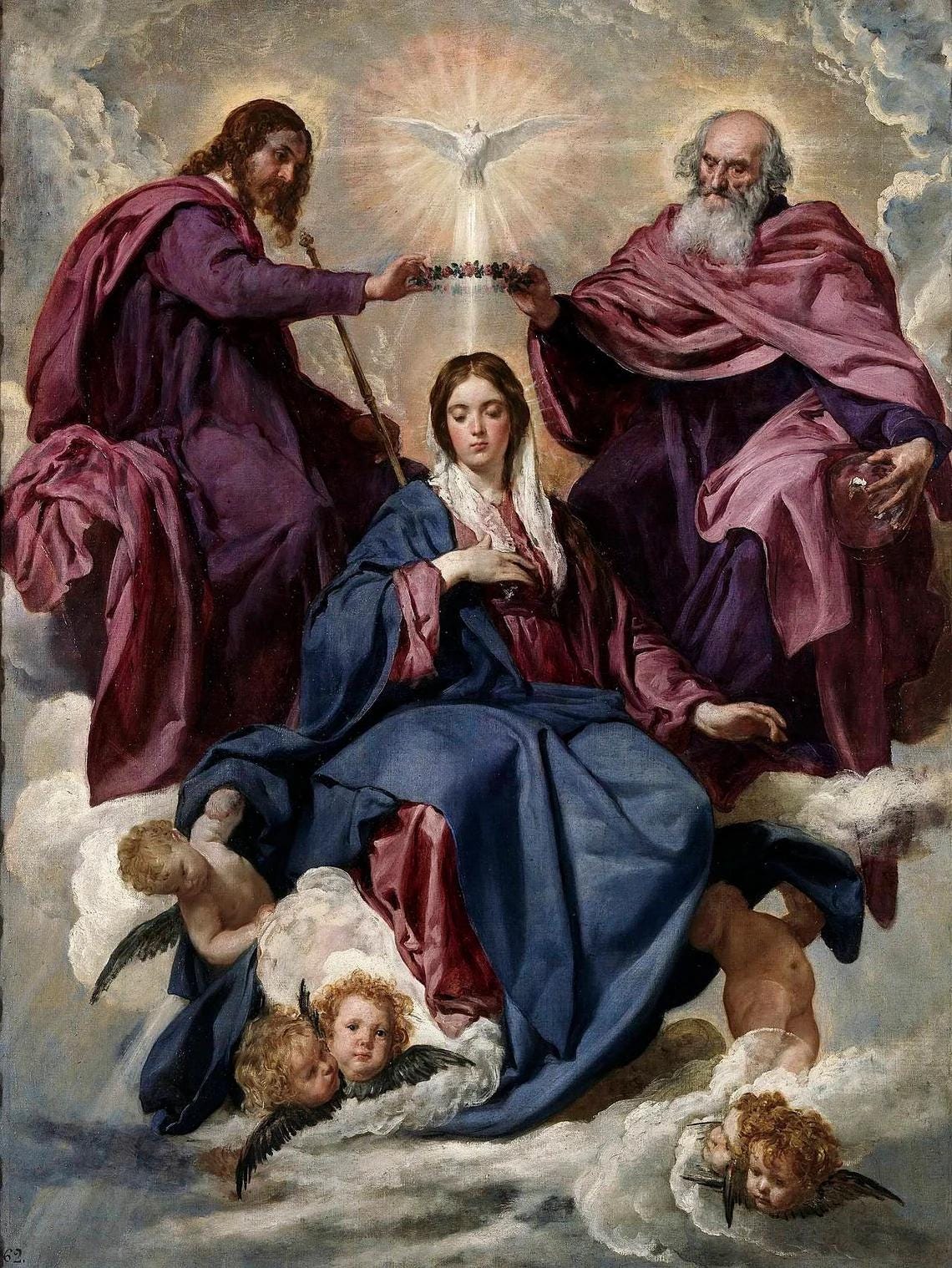 The Coronation of the Virgin Oil Painting Reproduction, Baroque Religious Wall Art | BoselliArt hand-painted oil painting