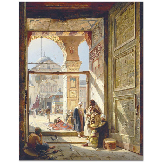 Umayyad Mosque Damascus Canvas, Islamic Wall Art, Gustav Bauernfeind | BoselliArt hand-painted oil painting