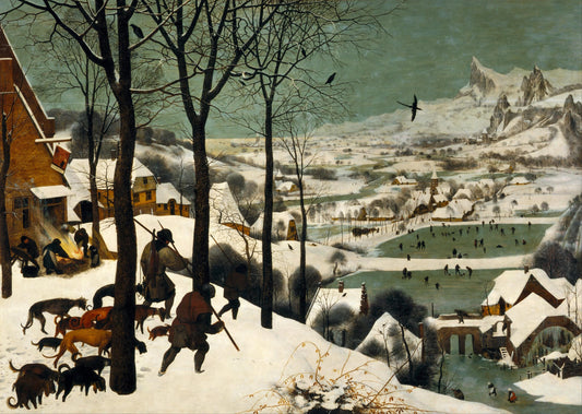Bruegel's Hunters in the Snow Oil Painting Reproduction, Renaissance Winter Landscape | BoselliArt hand-painted oil painting