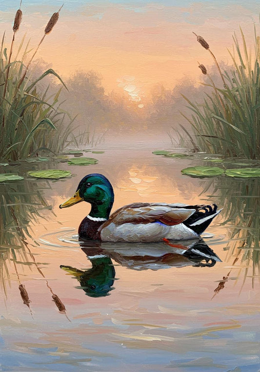 Original Mallard Duck Oil Painting on Canvas, Wildlife Wall Art | BoselliArt hand-painted oil painting