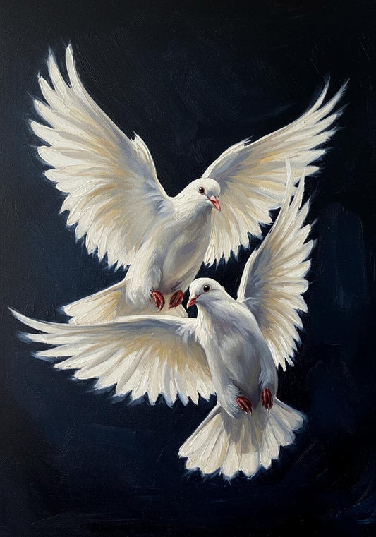 Original Dove Oil Painting on Canvas, Peace and Love Bird Artwork | BoselliArt hand-painted oil painting