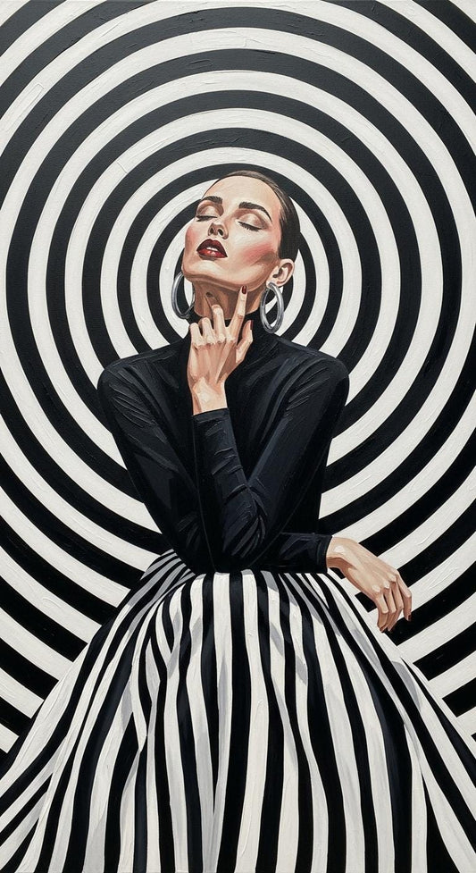 Abstract Woman Oil Painting, Black and White Portrait, Minimalist Home Decor | BoselliArt hand-painted oil painting