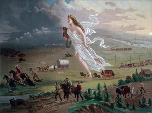 Hand Painted "American Progress" Oil Painting, Manifest Destiny Art | BoselliArt hand-painted oil painting
