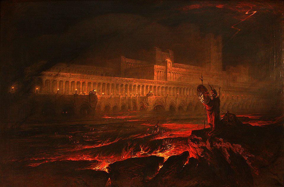 Pandemonium Painting Reproduction, John Martin, Gothic Inferno Oil on Canvas | BoselliArt hand-painted oil painting