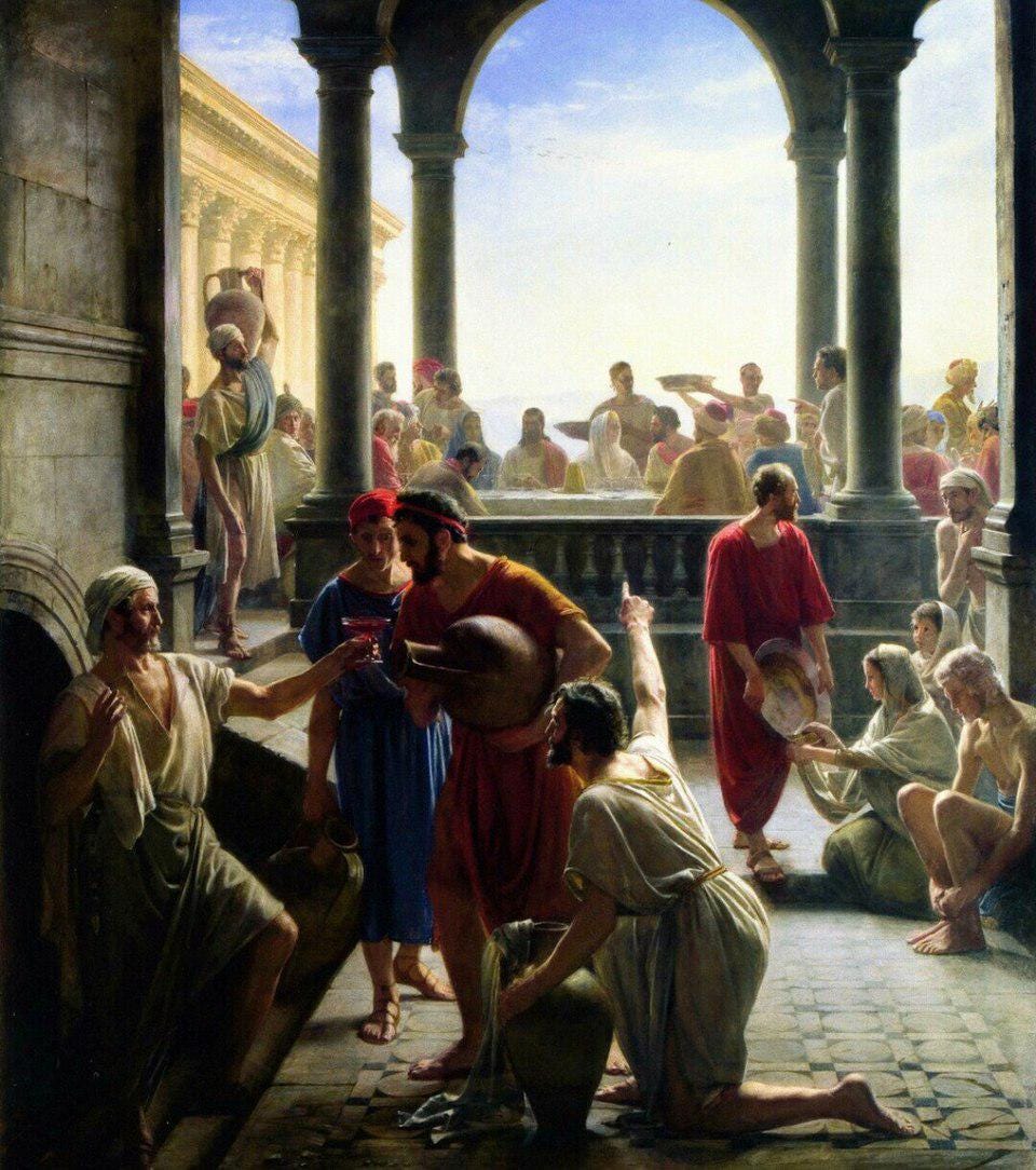 Hand Painted Wedding at Cana Oil Painting, Carl Bloch Reproduction, Biblical Art | BoselliArt hand-painted oil painting