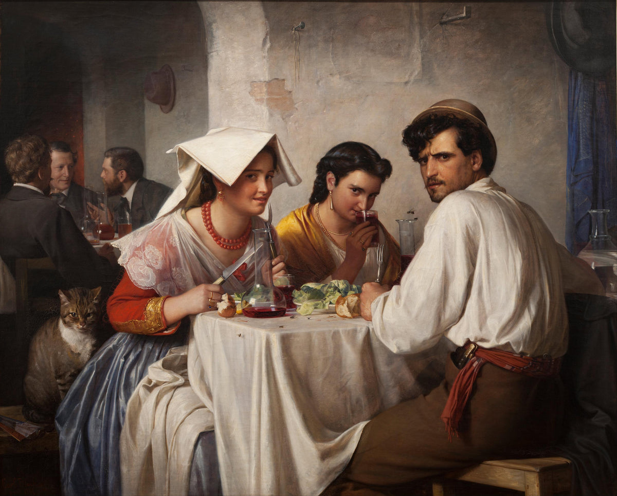 Hand Painted "In a Roman Osteria" Oil Painting, Carl Bloch Reproduction | BoselliArt hand-painted oil painting