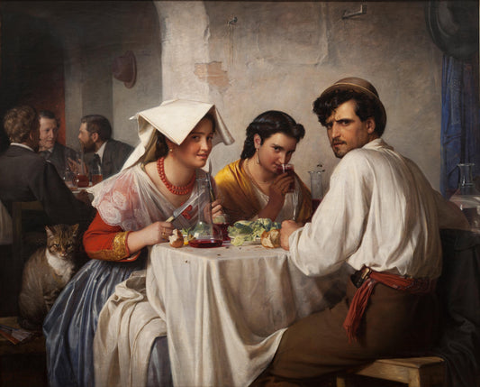 Hand Painted "In a Roman Osteria" Oil Painting, Carl Bloch Reproduction | BoselliArt hand-painted oil painting