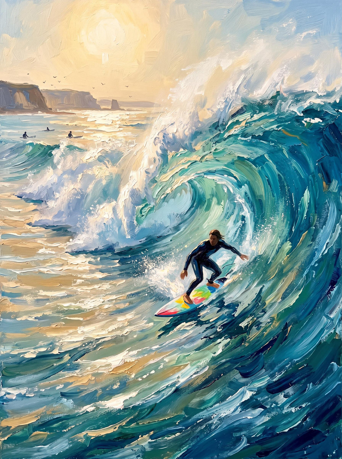 Original Surf Wall Art, Ocean Wave Oil Painting Canvas | BoselliArt hand-painted oil painting