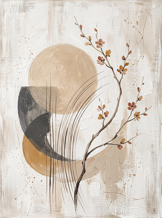 Original Japandi Wall Art, Textured Abstract Canvas Painting | BoselliArt hand-painted oil painting